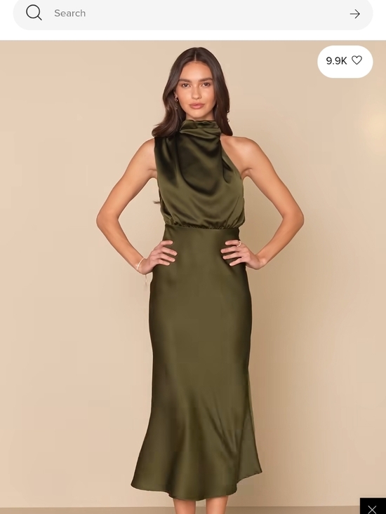 Lulus Dresses & Skirts - Lulu's Olive Green One-Shoulder Satin Midi Dress